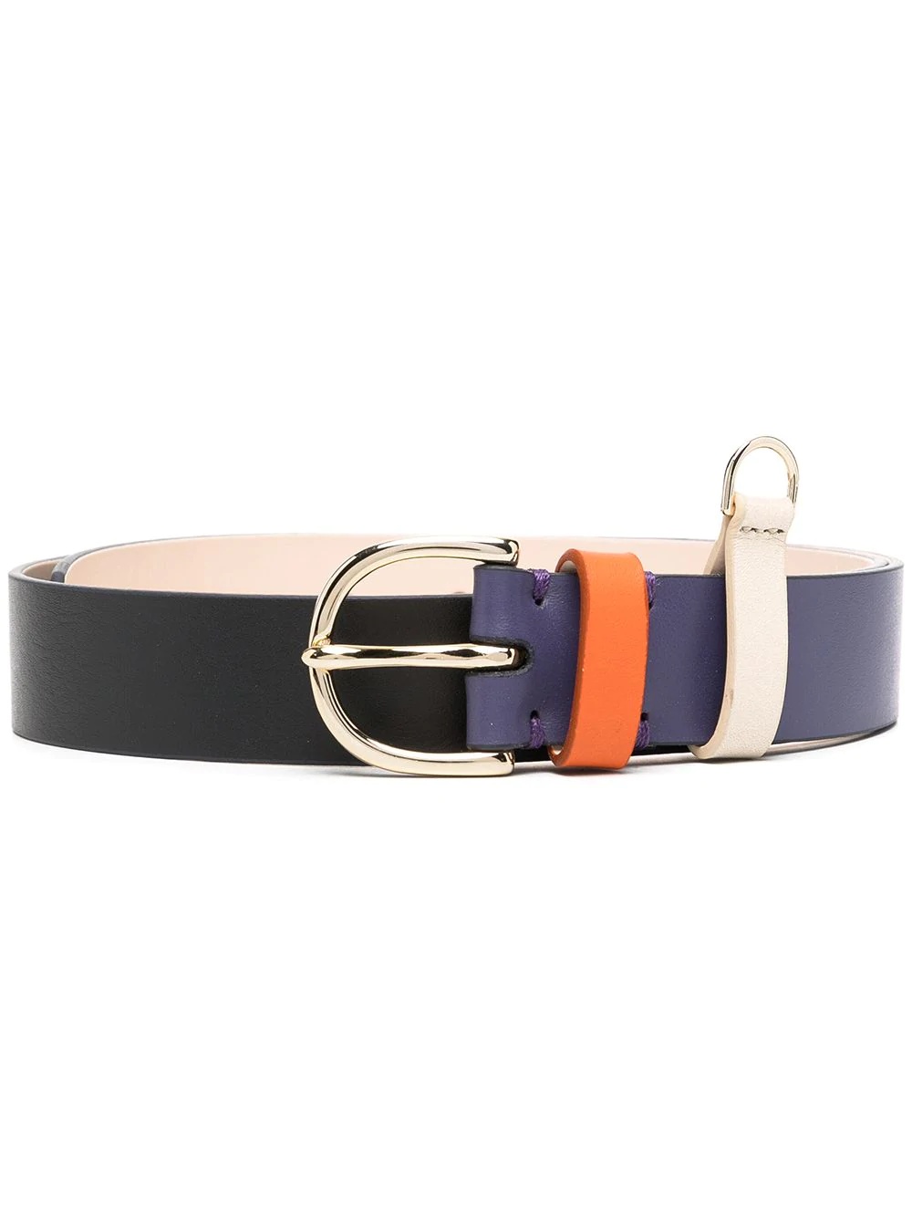 colour-block leather belt - 1