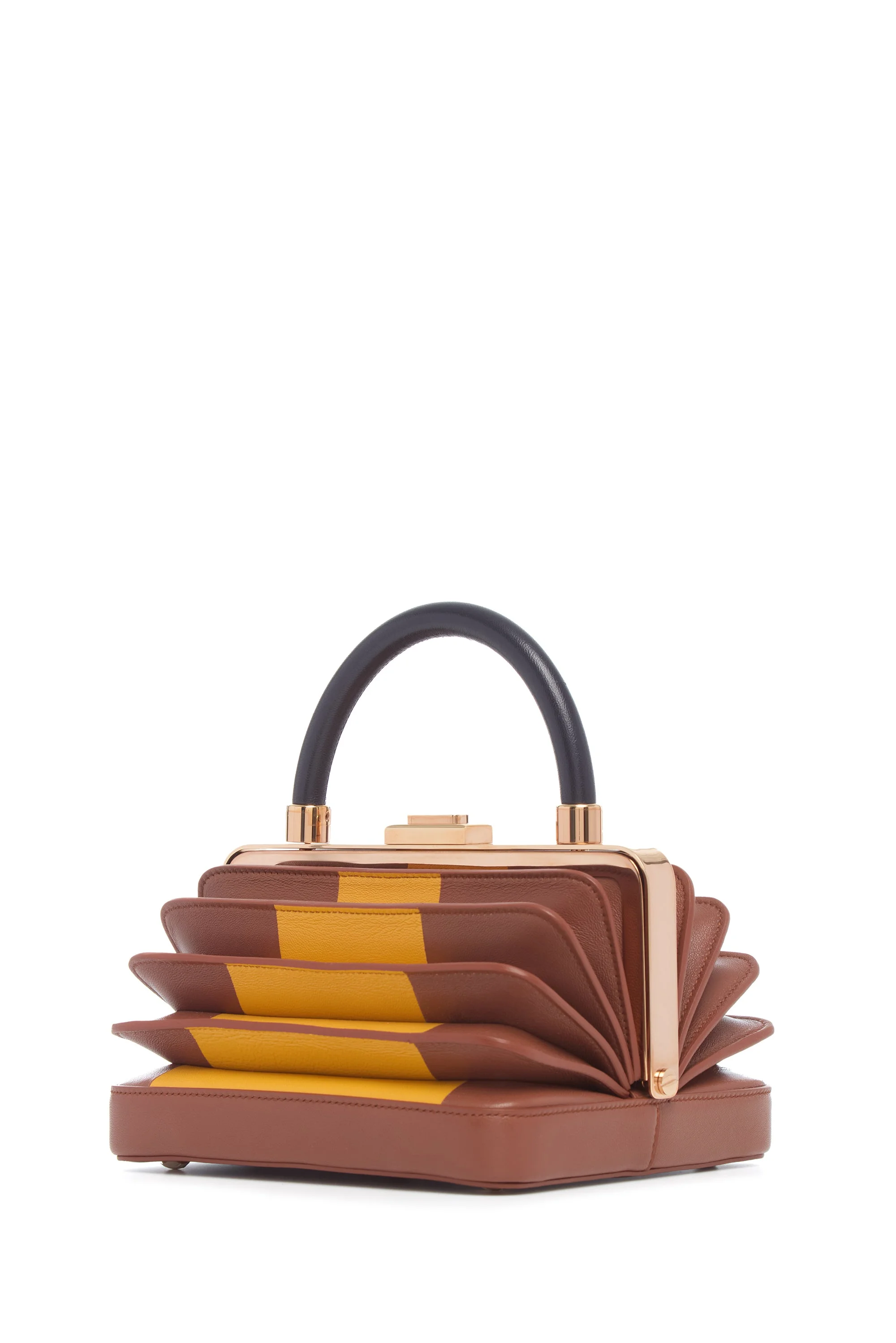 Diana Bag in Cognac, Yellow & Navy Nappa Leather - 1