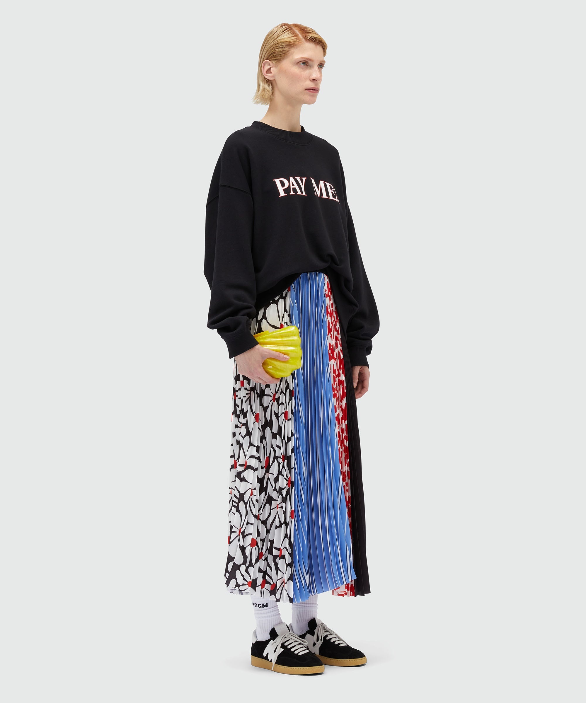 Patchwork patterned crepe de chine skirt - 4