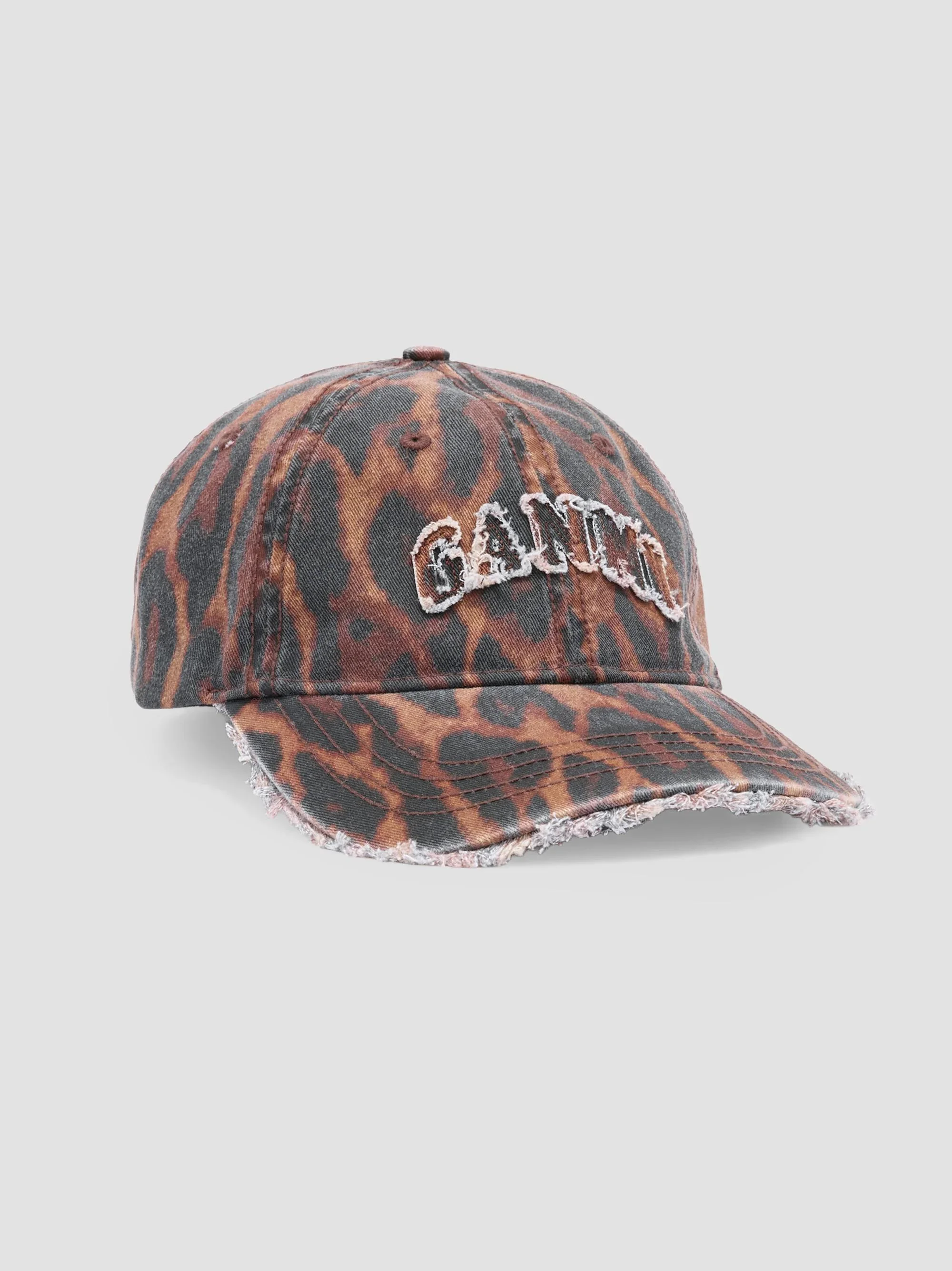 Women's Ocelot Leopard Printed Washed Cotton Baseball Hap - Rawhide - 1