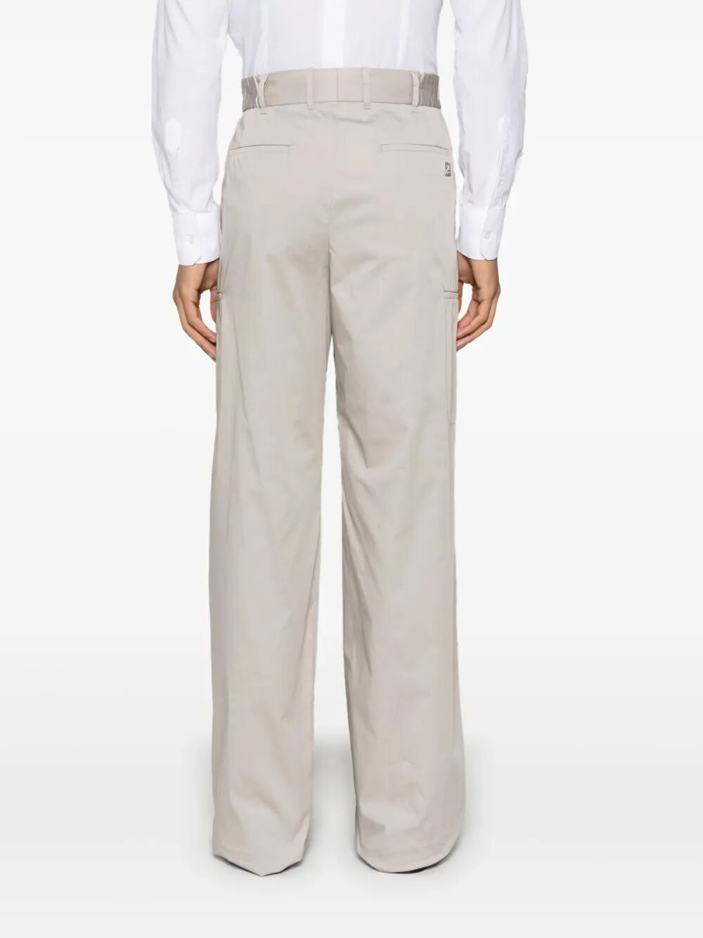 Fendi Men Straight-Cut Cargo Cotton Trousers - 3