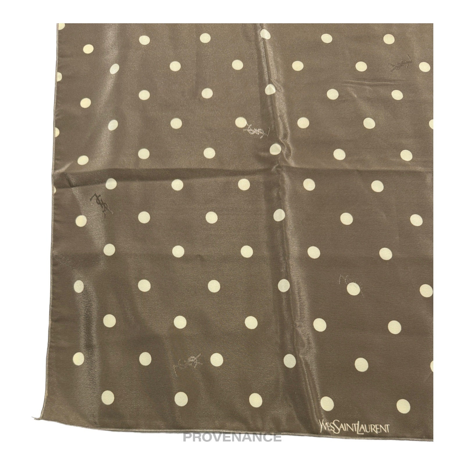 Yves Saint Laurent YSL Silk Scarf 90 - Polkadot Taupe - 4