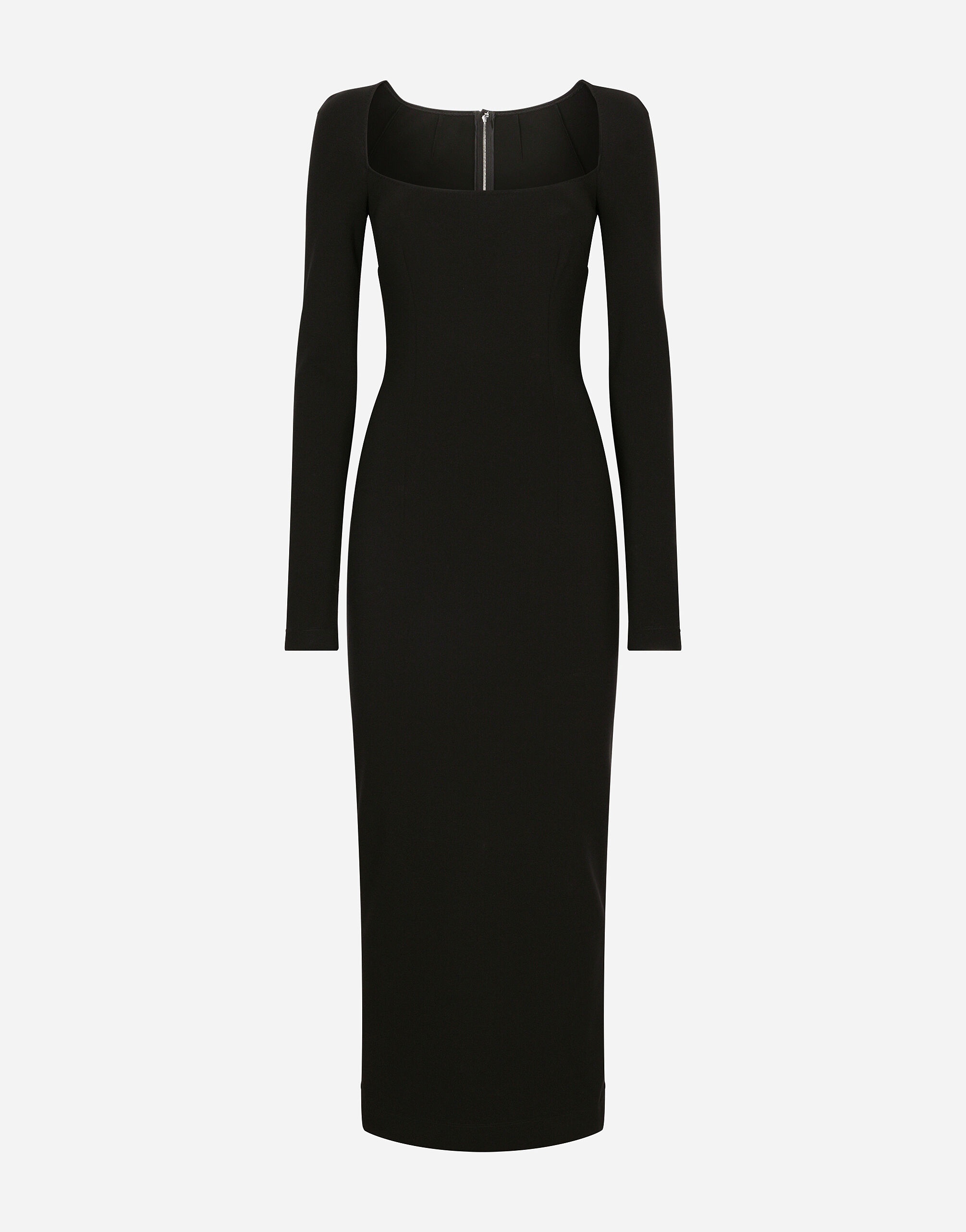 Long-sleeved jersey Milano rib sheath dress: - 1