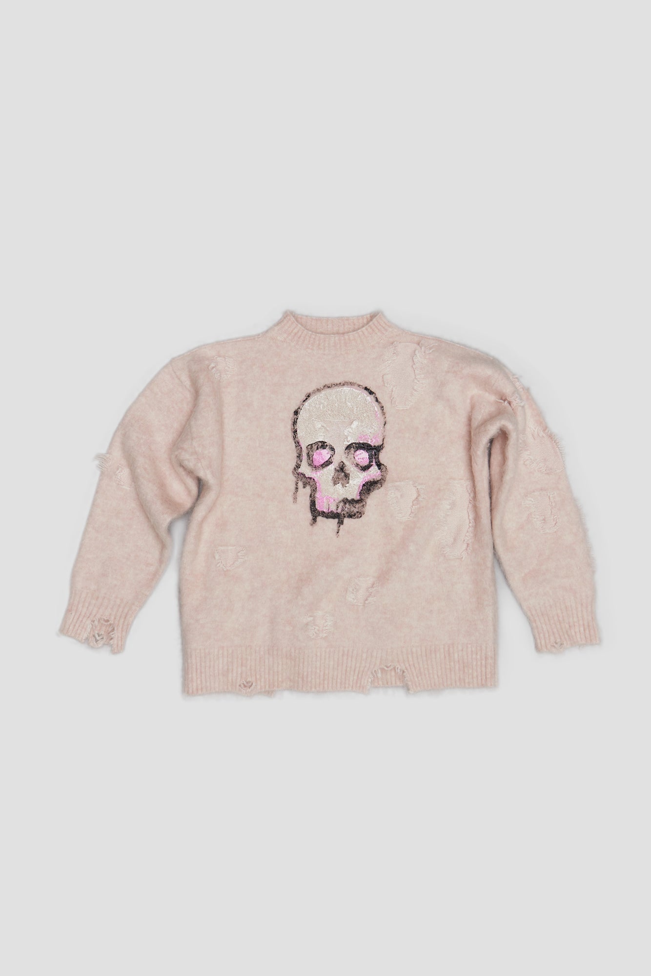 DECONSTRUCTED SKULL SWEATER - LIGHT PINK - 3
