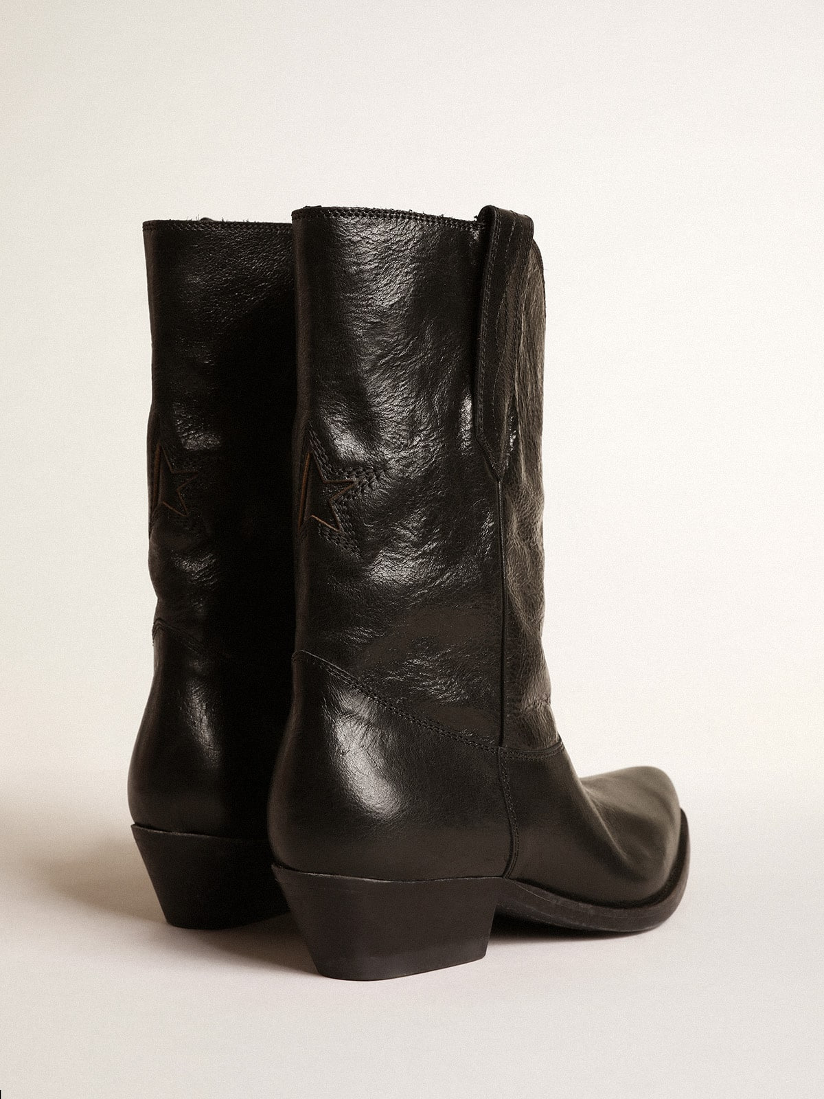Low Wish Star boots in black leather with black star - 4
