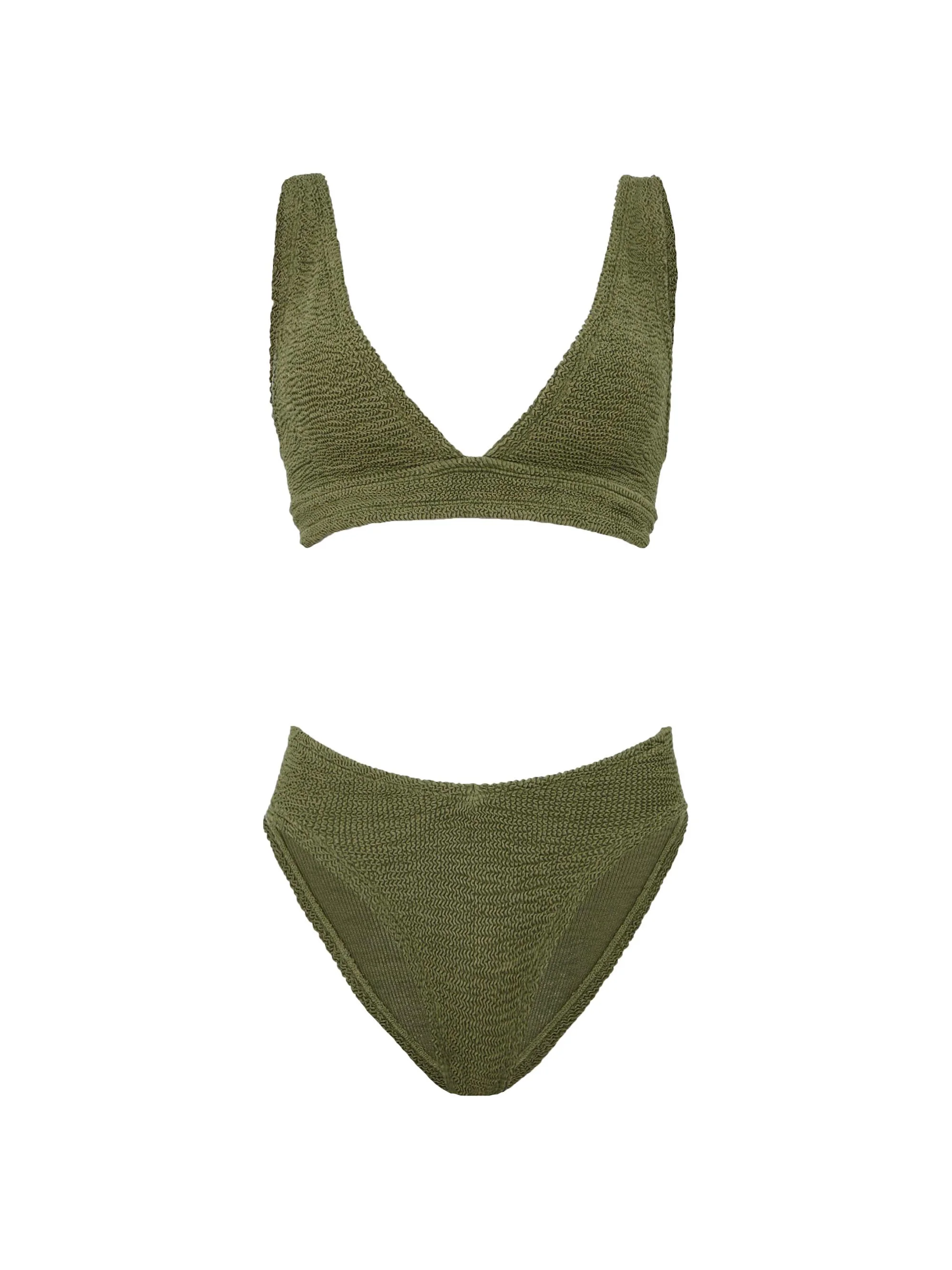 Women's Angel Textured Knit Bikini - Metallic Moss - 1
