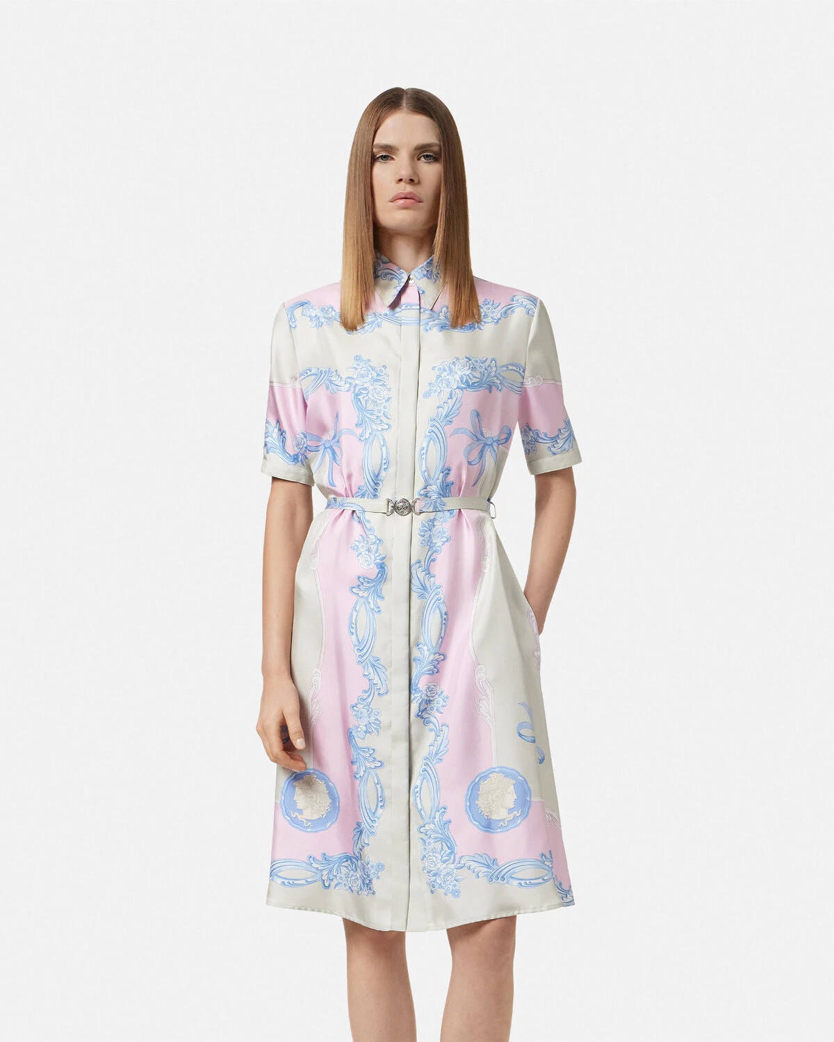 Cameo Silk Midi Shirt Dress - 4