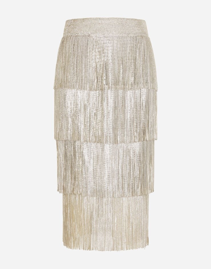 Midi skirt with crystal mesh fringing - 3