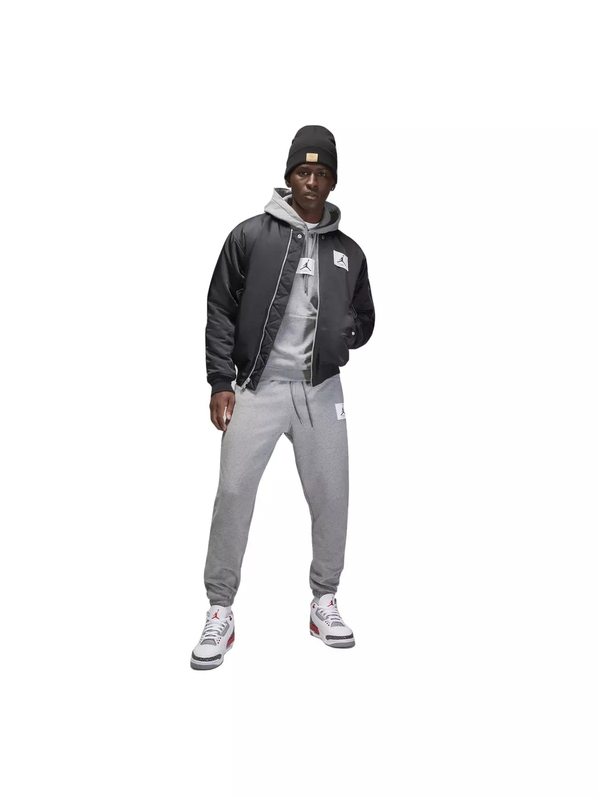 Men's Essentials Statement Fleece Hoodie-Grey - 4