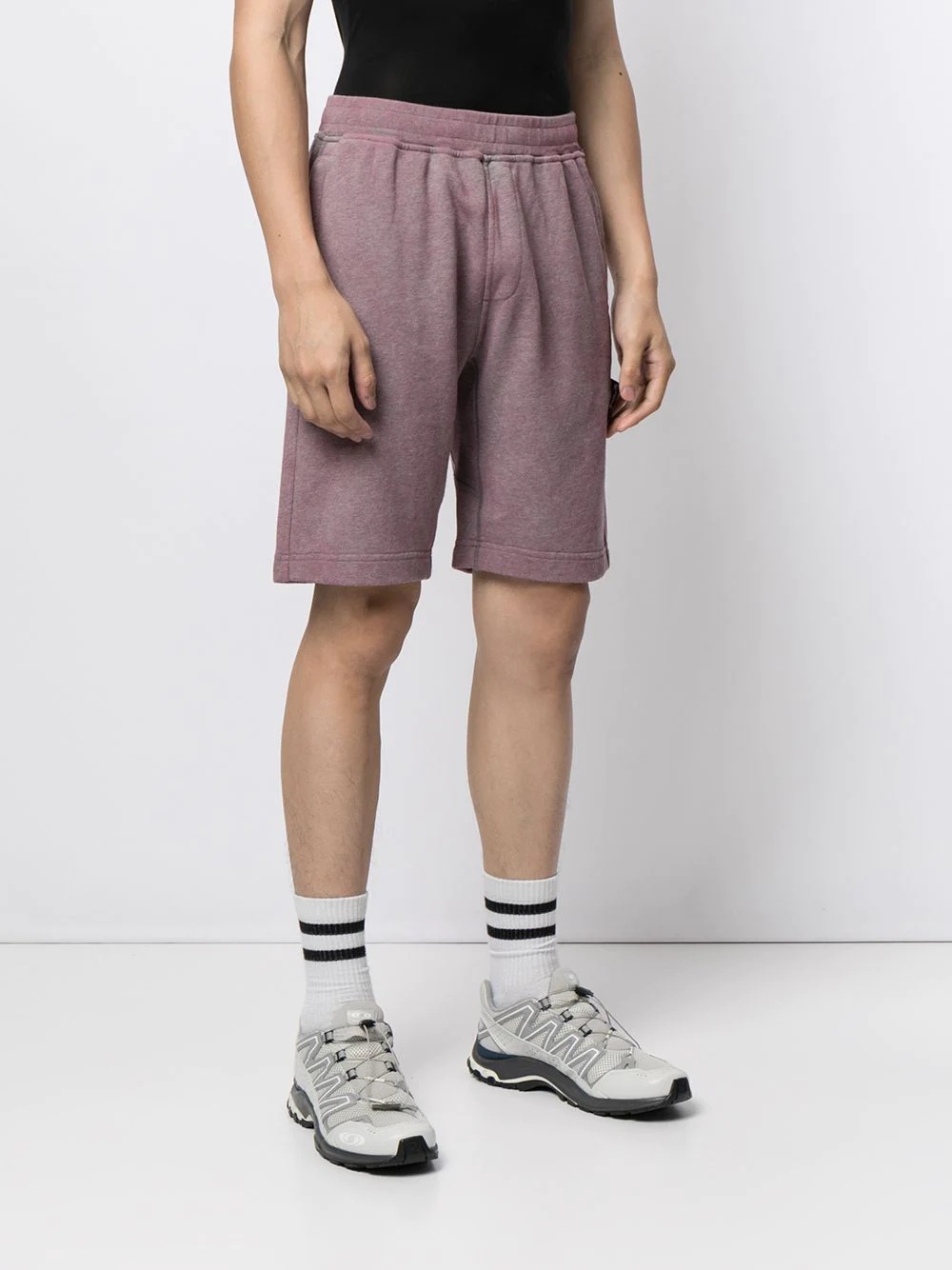 logo-patch faded track shorts - 3