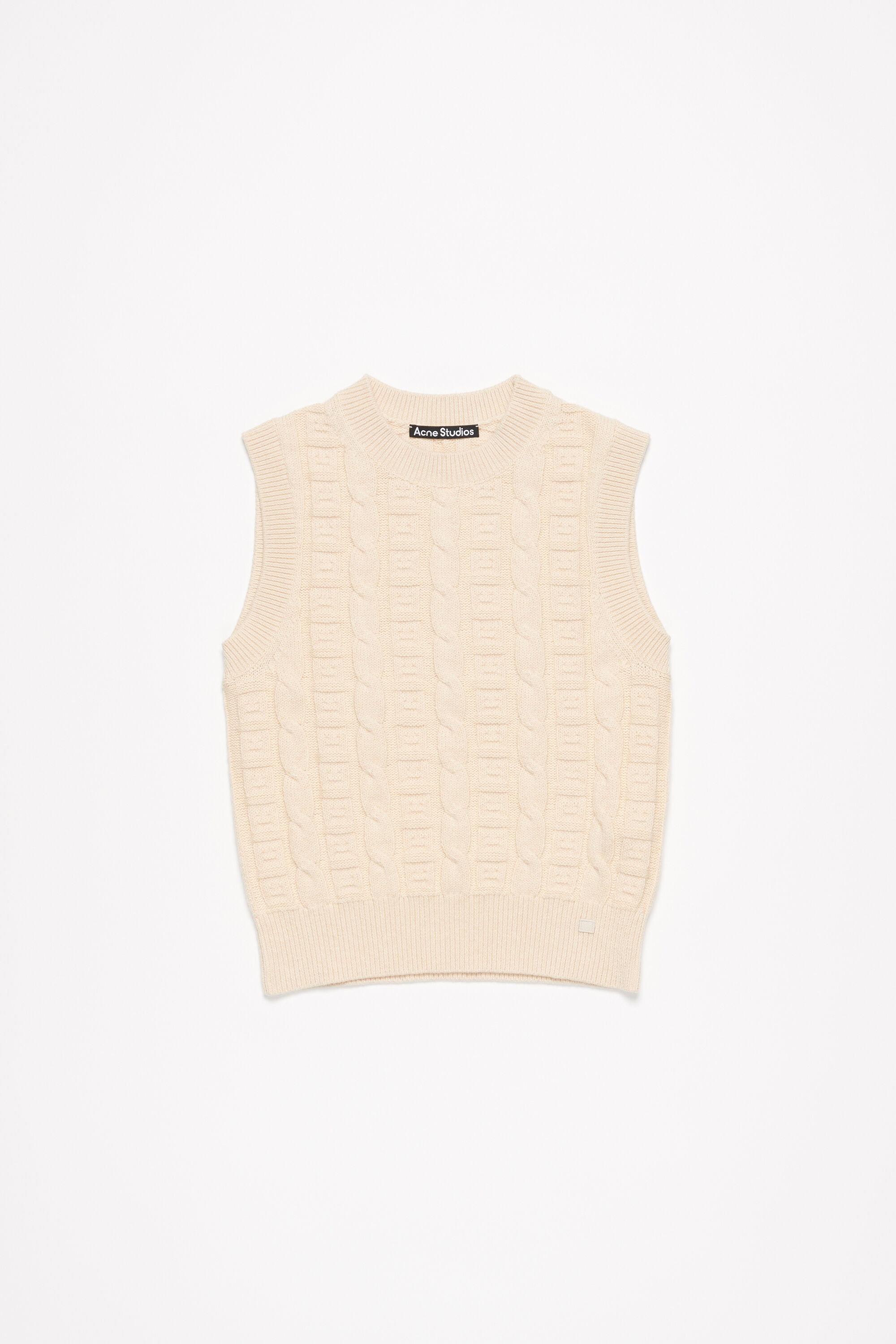 Cable wool sleeveless jumper - Oatmeal melange - 5