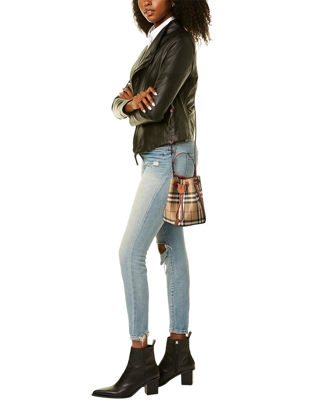 Burberry Check Mini E-Canvas & Leather Bucket Bag - 4