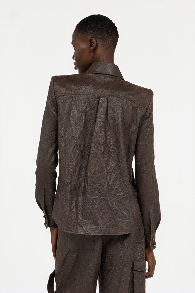 Dark Brown Leather Shirt 4
