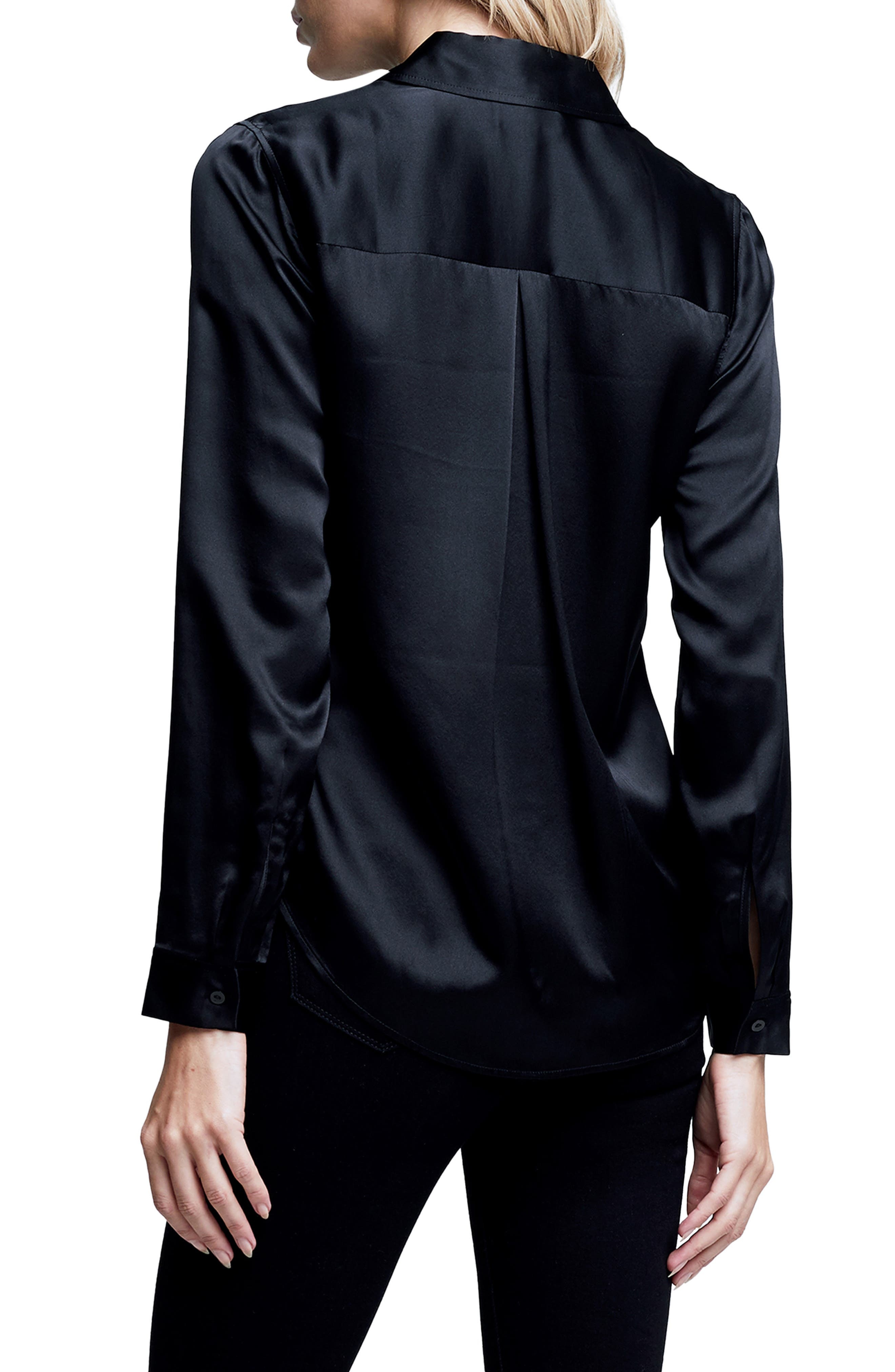 L'AGENCE Tyler Silk Blouse in Black at Nordstrom - 2