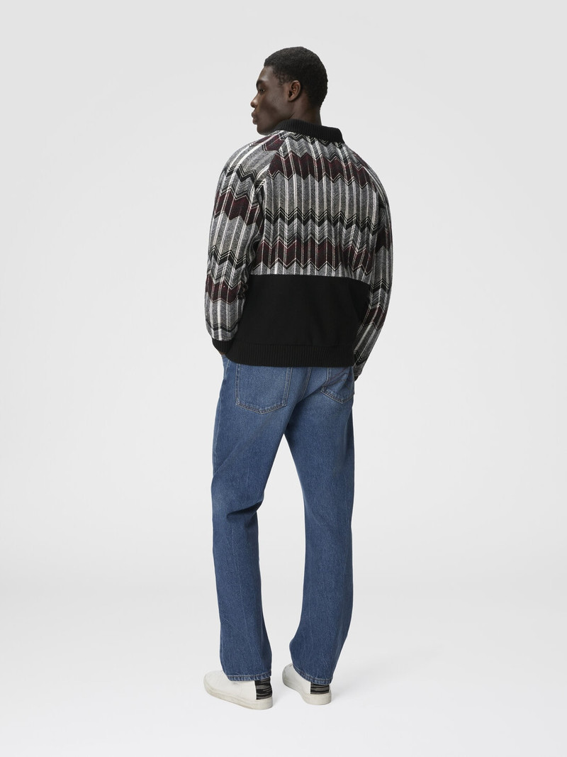 Bomber with Zigzag Insert in Wool Blend 3