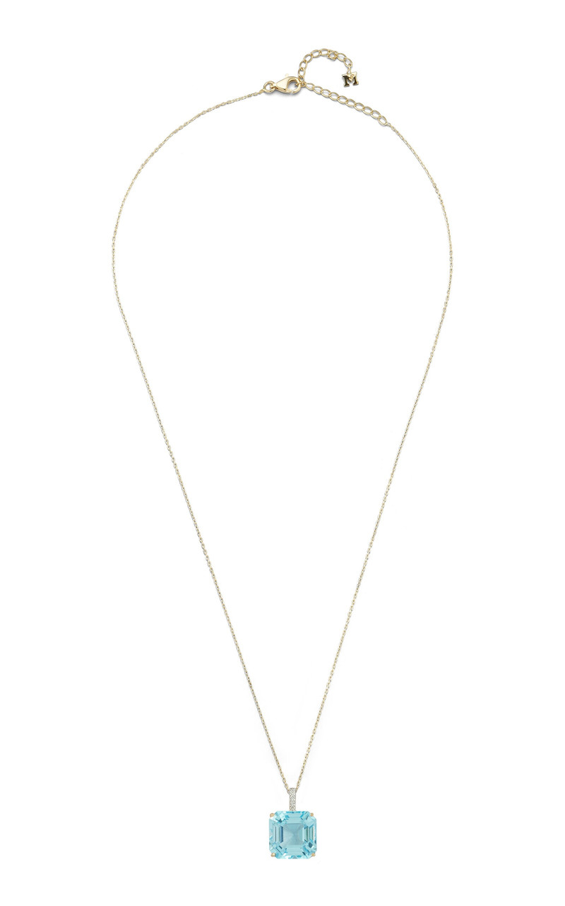 14kt Yellow Gold Asscher cut Blue topaz Necklace blue - 1