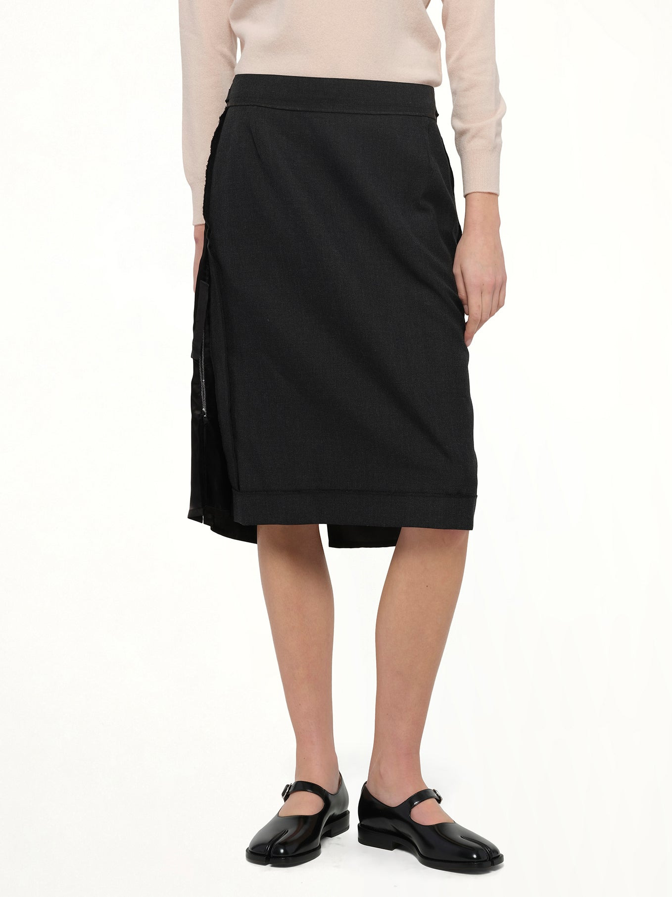Midi Skirt in Carbon Melange/Black - 6