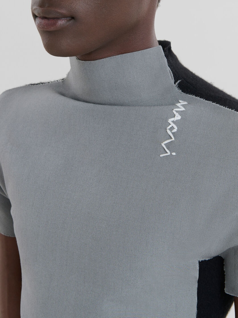 GRAY AND BLACK WOOL AND CASHMERE SWEATER - 4