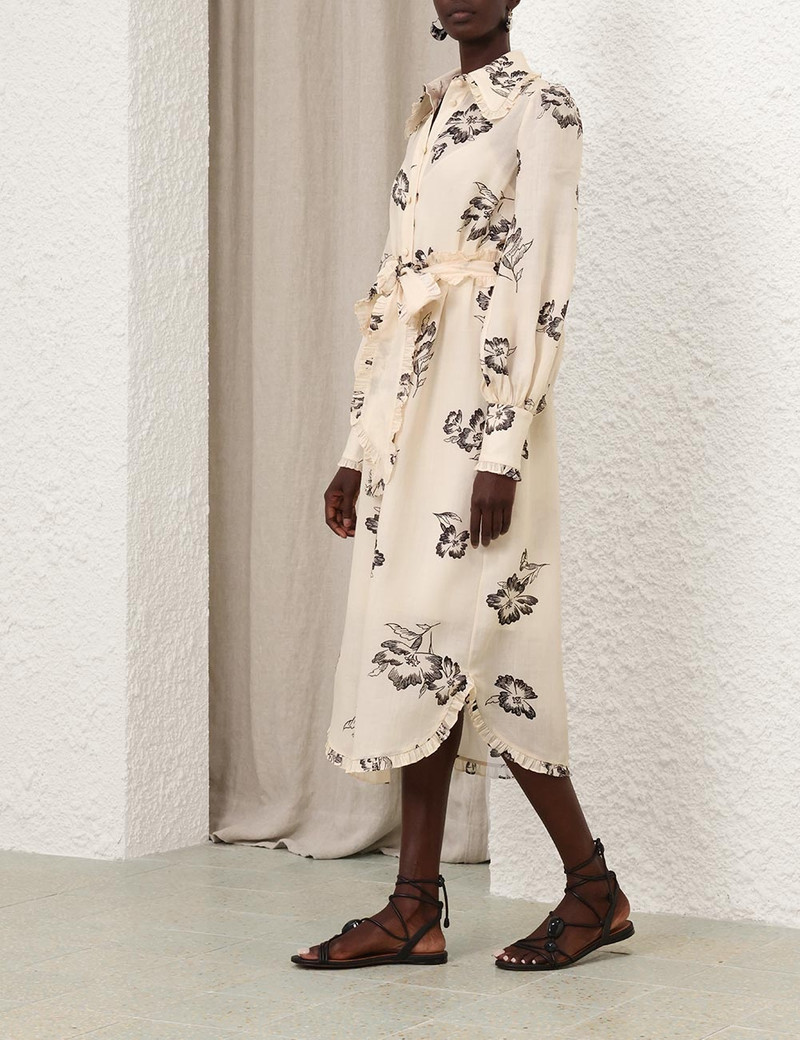 Zimmermann PRINTED RUFFLE MIDI DRESS - 4497DS25RCRMPP | REVERSIBLE