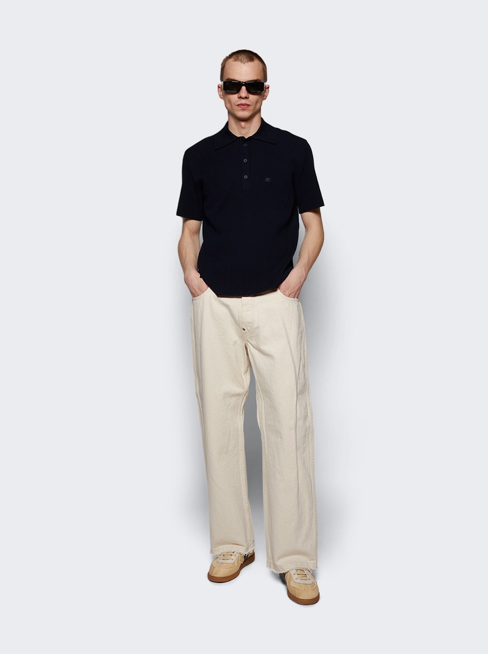 Rib Knit Polo Blue - 2