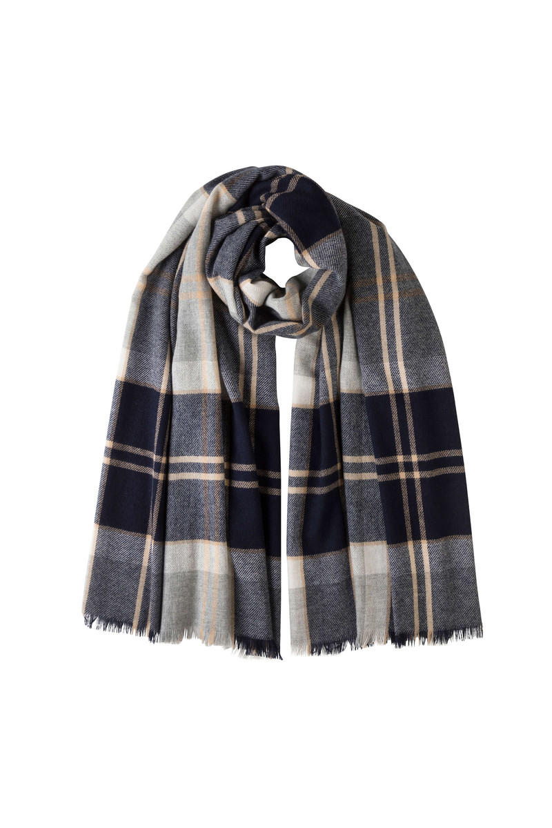 Lightweight Cashmere Silver Bannockbane Tartan Stole 1