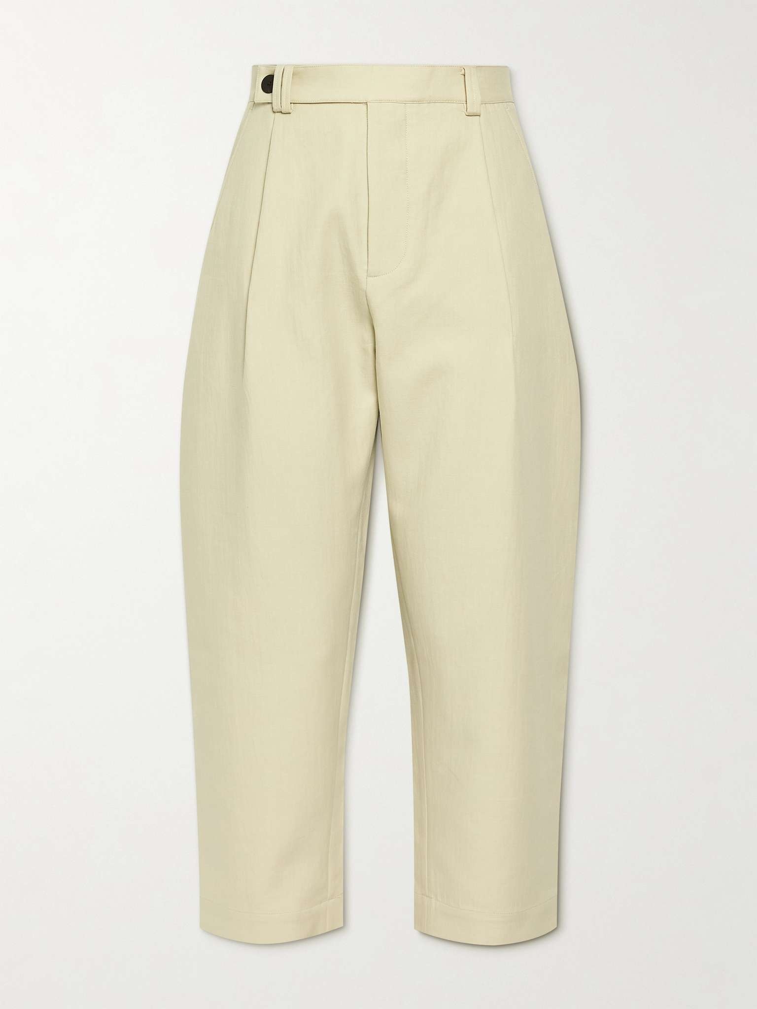 Voli Tapered Cropped Pleated Cotton-Blend Trousers - 1