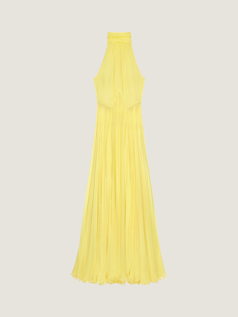 HALTERNECK EVENING DRESS IN SILK CHIFFON WITH BOW DETAIL 1