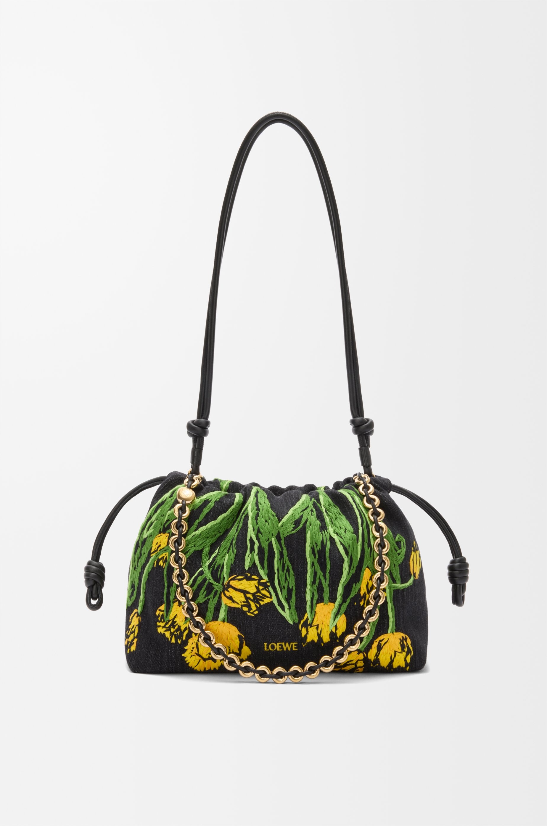 Medium Flamenco purse in embroidered denim - 9