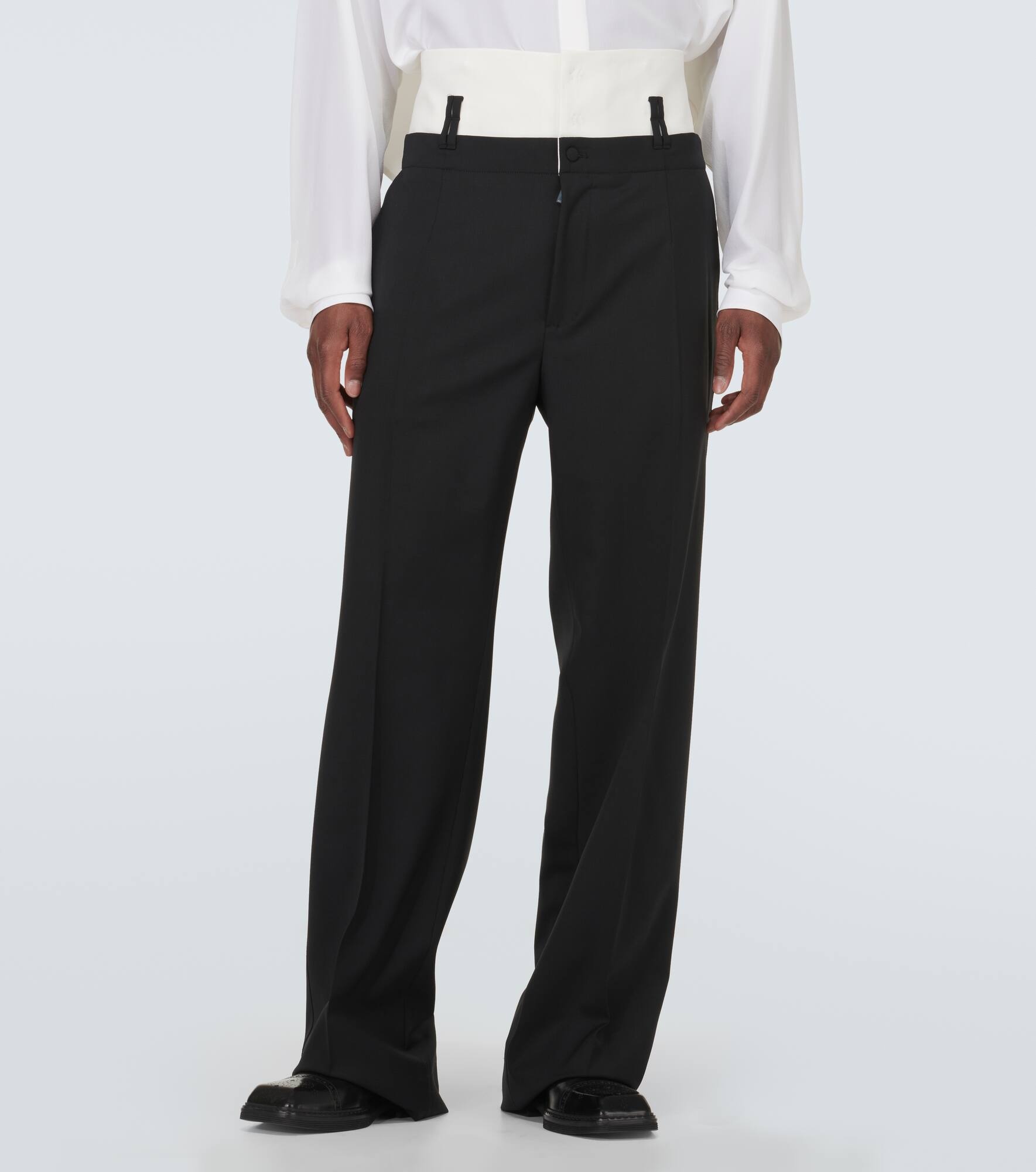 Wool-blend twill straight pants - 3