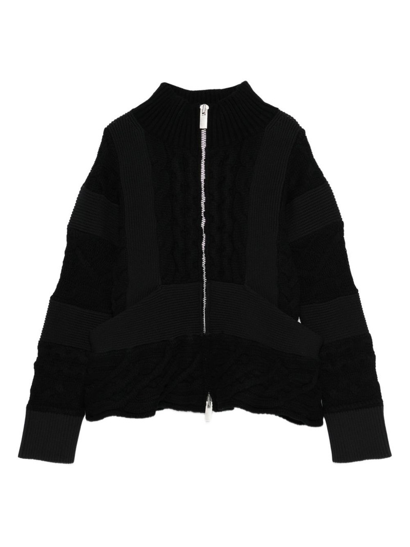 cable-knit zip-front cardigan 1
