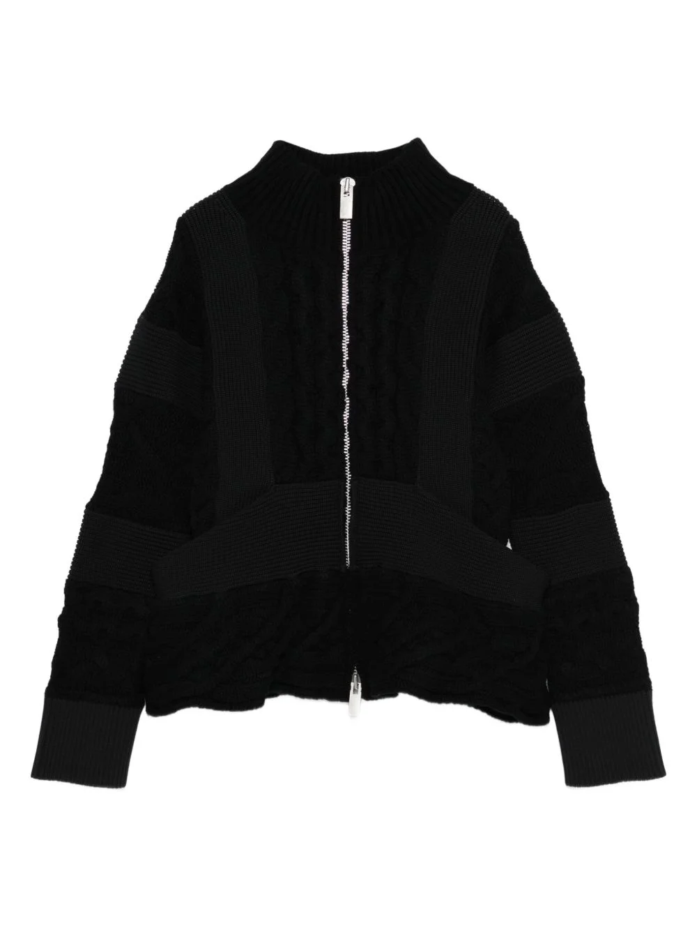cable-knit zip-front cardigan - 1