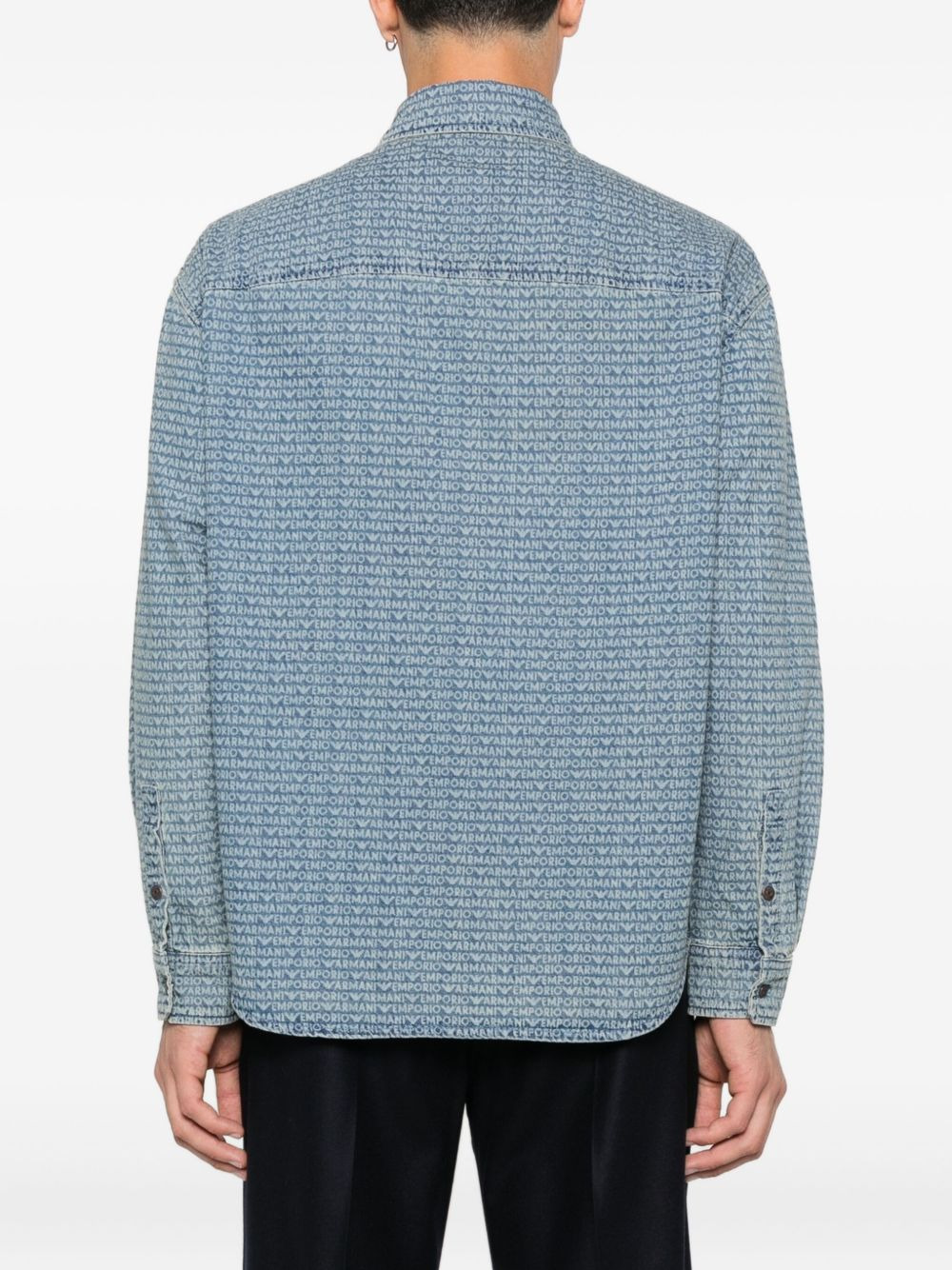 logo-print denim shirt - 4