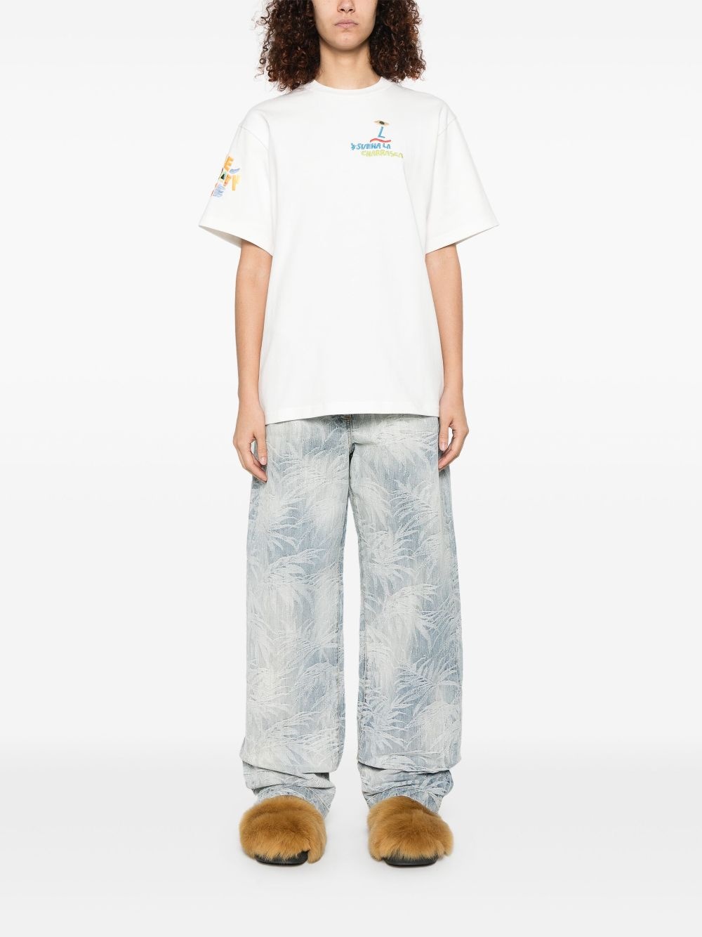 palms jacquard jeans - 2