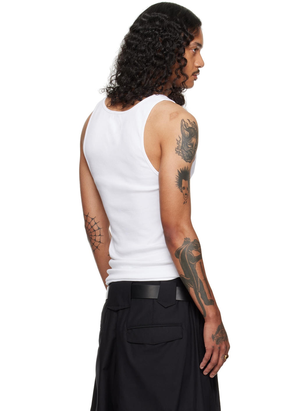 White Logo Embroidered Tank Top - 3