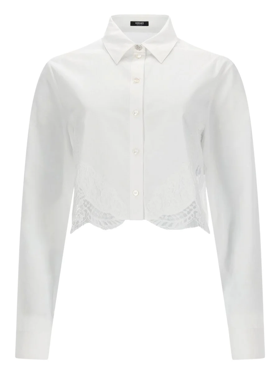 COTTON SHIRT WITH LACE INSERTS - 1