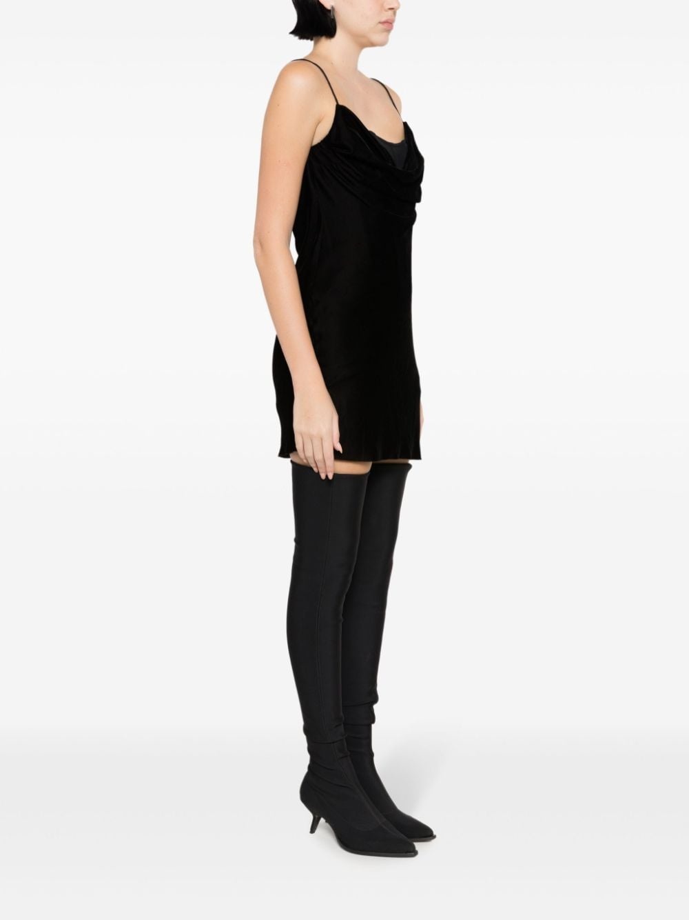 corset-style velvet minidress - 3