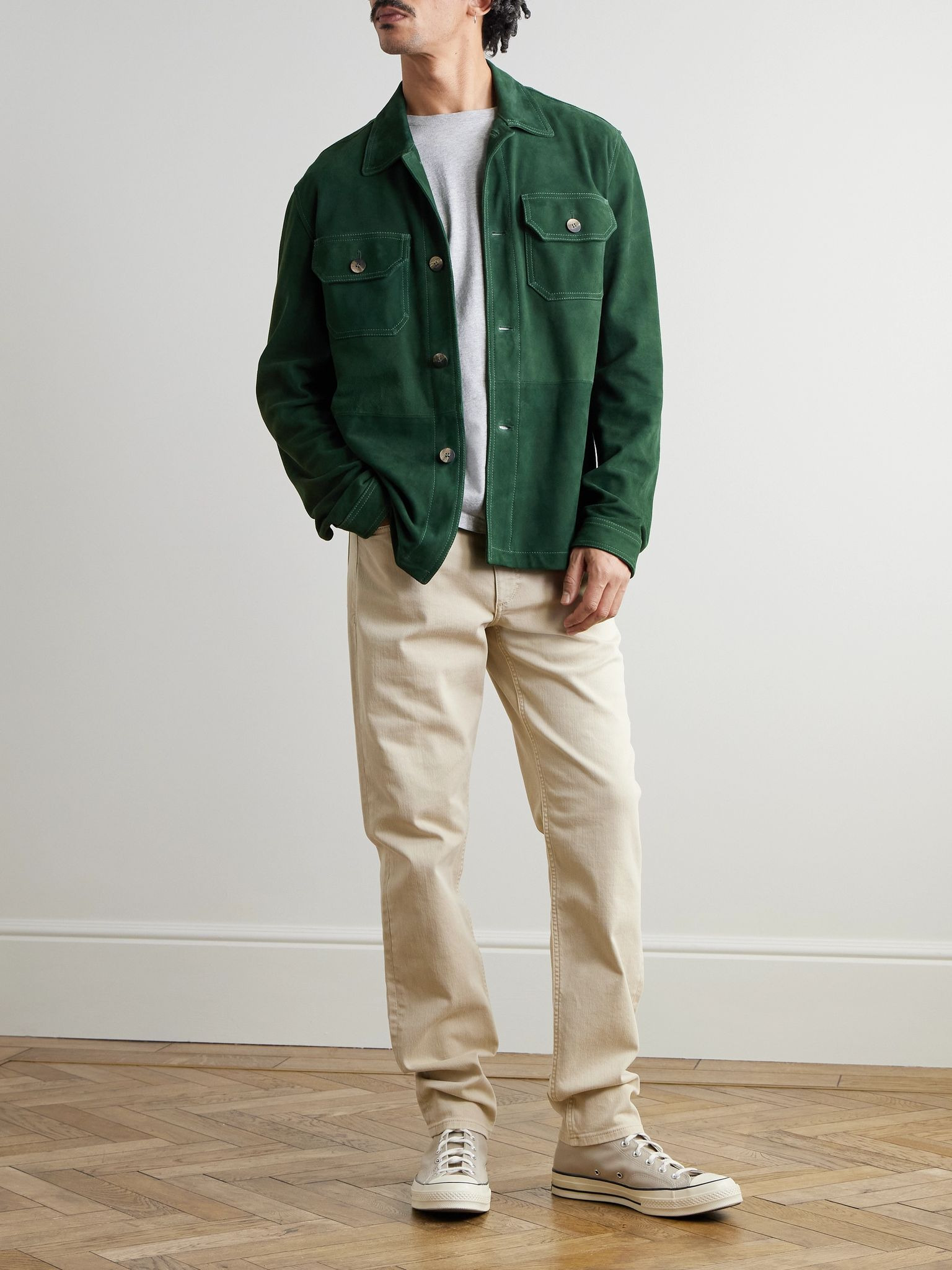 Ravi Suede Overshirt Green - 2
