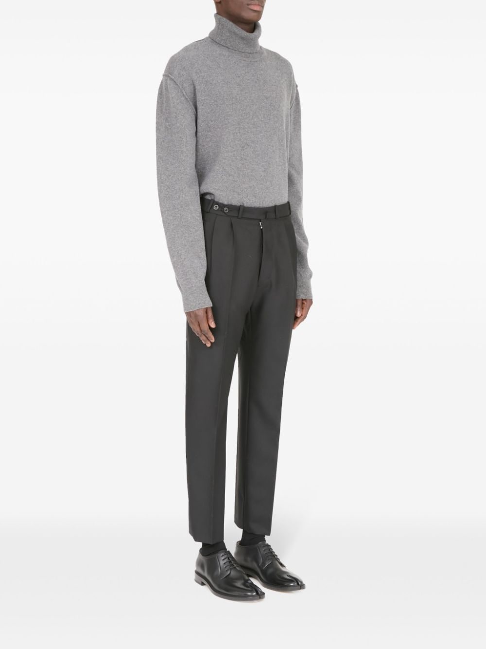 four-stitch wool-blend trousers - 3