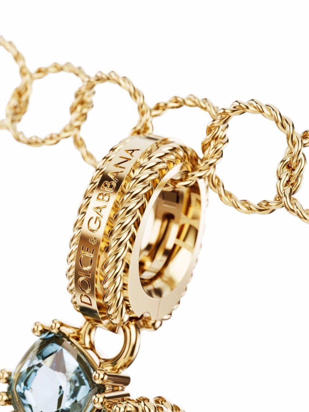 18kt yellow gold D letter gemstone pendant - 2