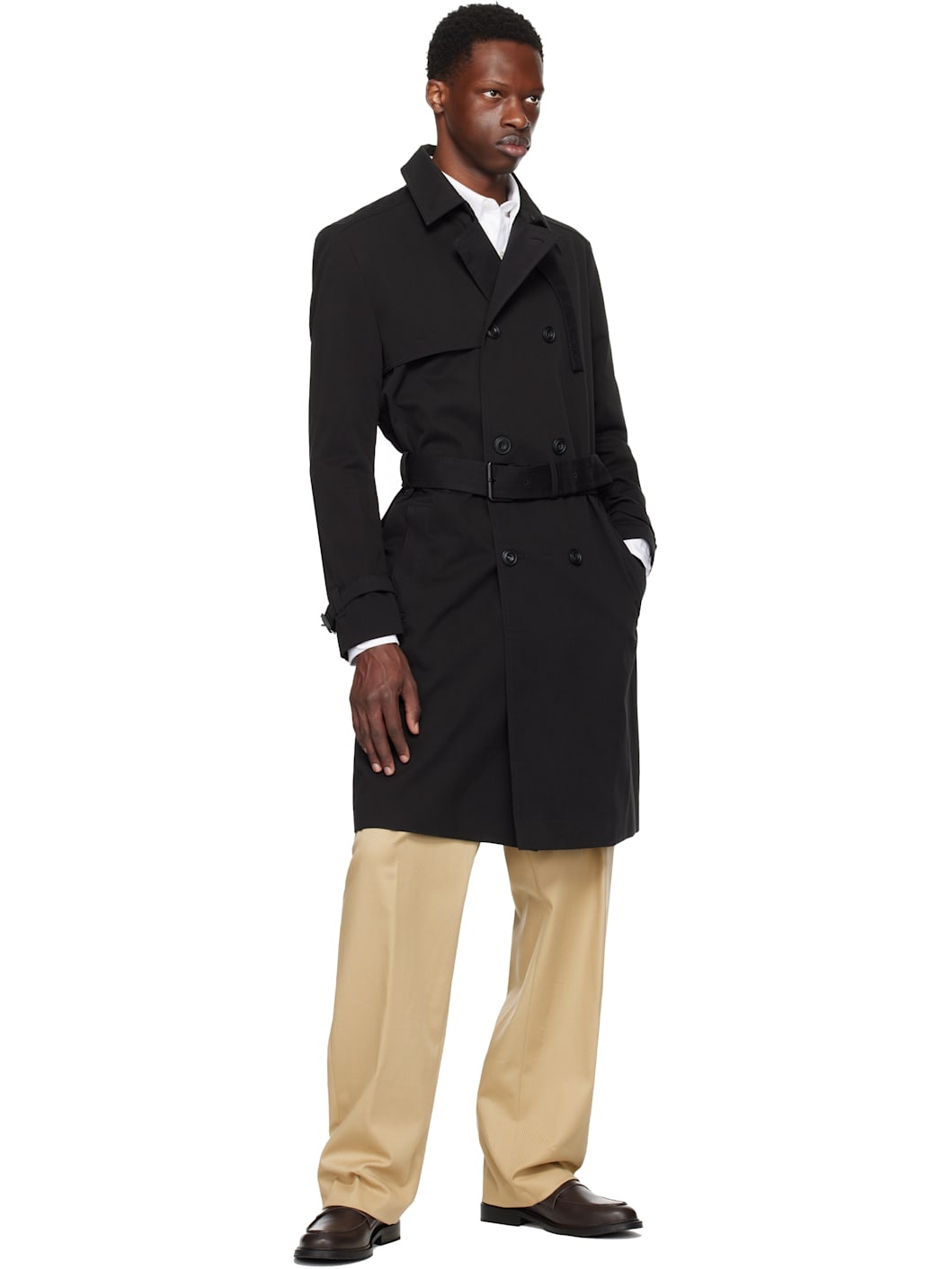 Black Water-Repellent Trench Coat - 4