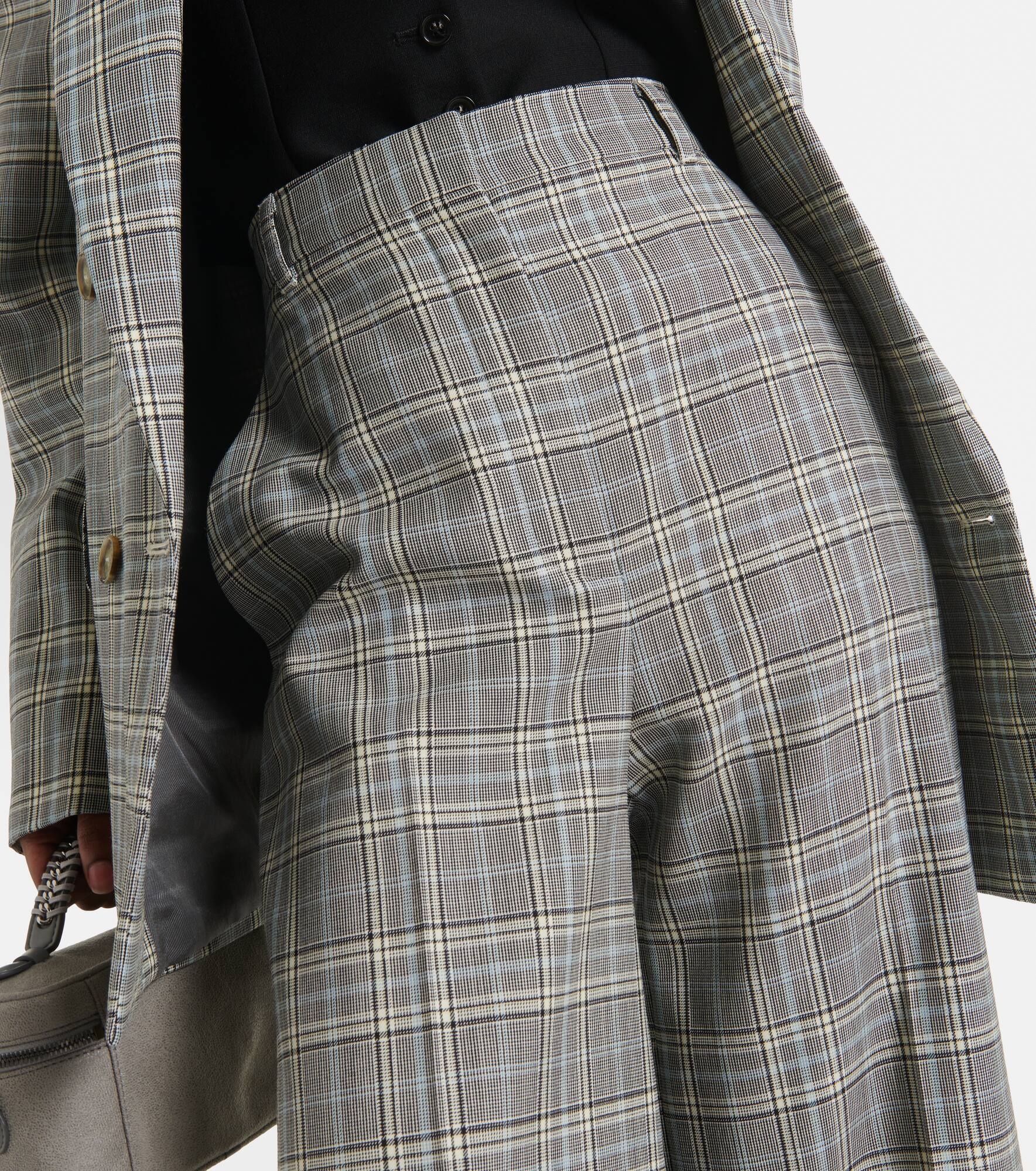 Checked wool flared pants - 4