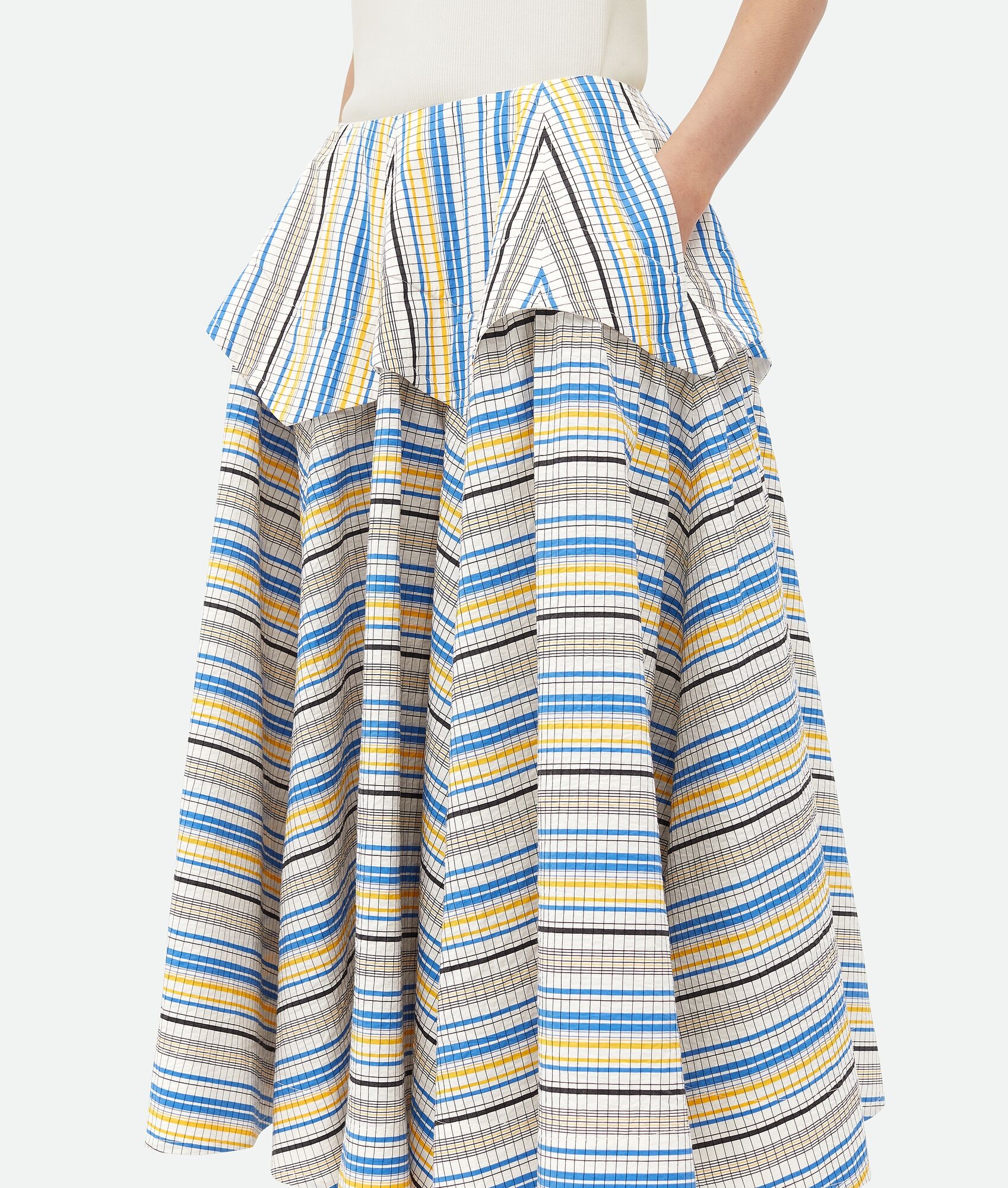Checked Double Layer Cotton Skirt - 5