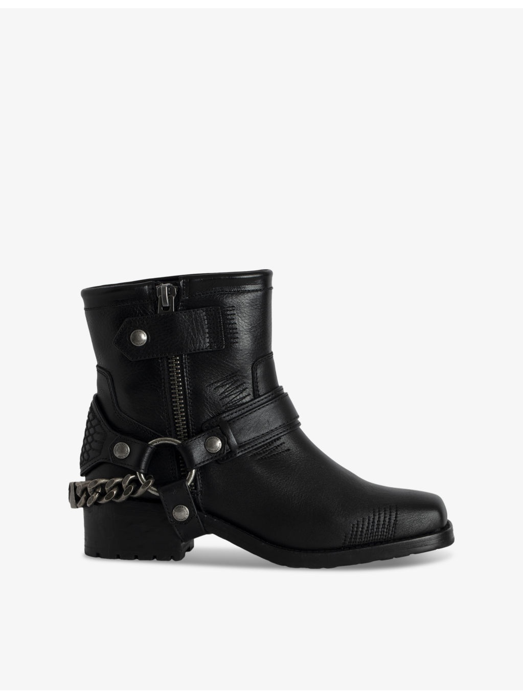 Igata chain-embellished leather ankle boots - 1