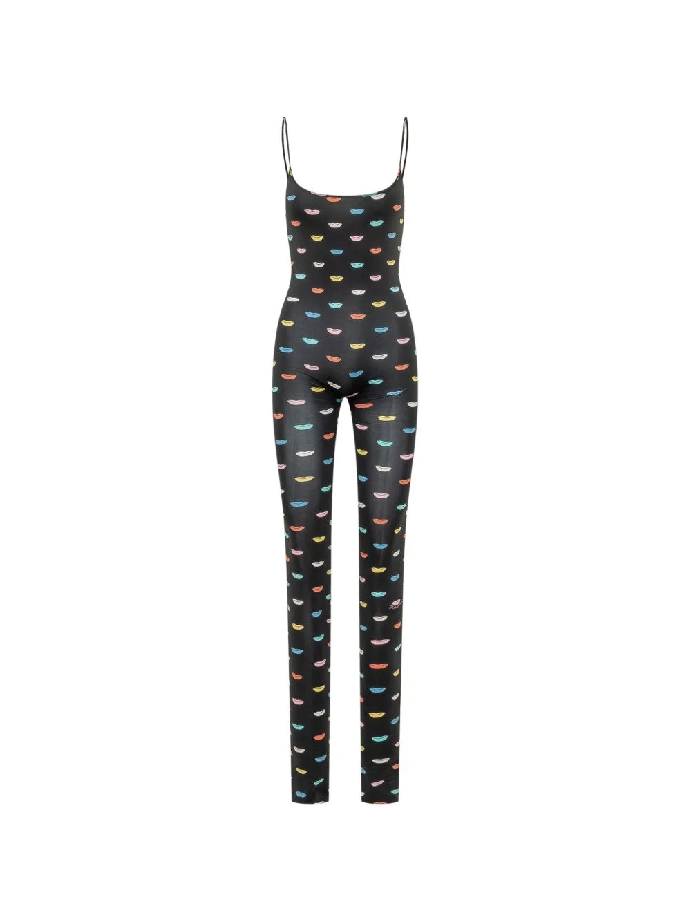 lips-print spaghetti-strap jumpsuit - 1