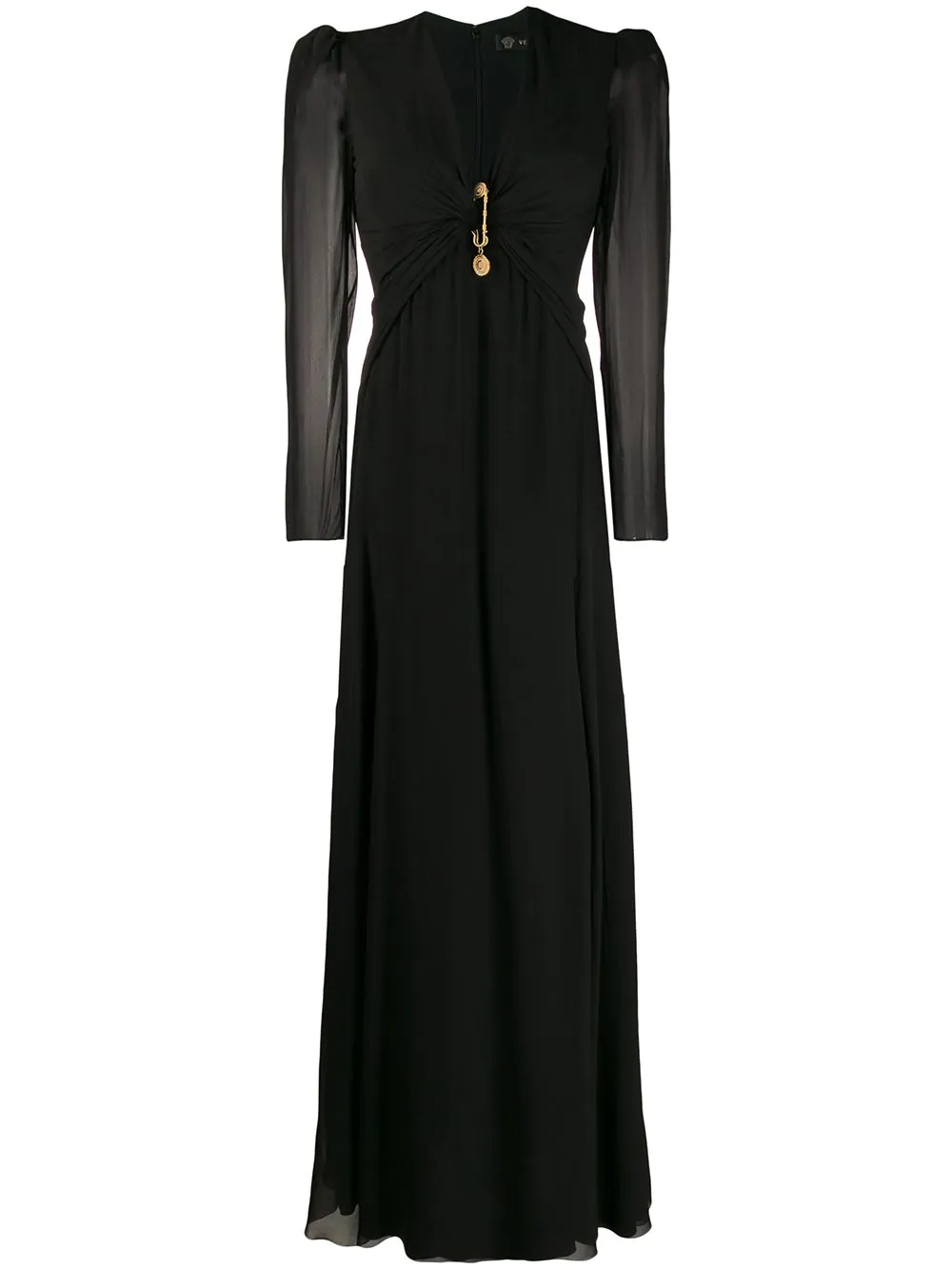 draped safety pin long dress - 1