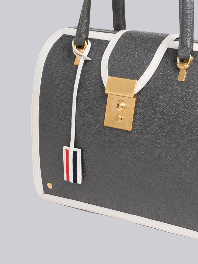 Thom Browne Dark Grey Pebble Grain Leather Contrast Leather Frame Mrs. Thom Bag outlook