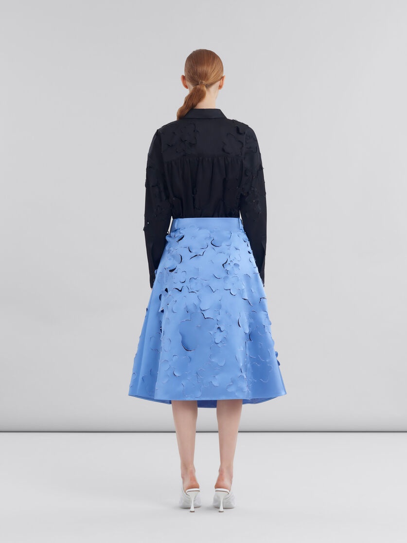 INDIGO DUCHESS SILK FLARED SKIRT WITH CUT-OUT DETAILS - 3