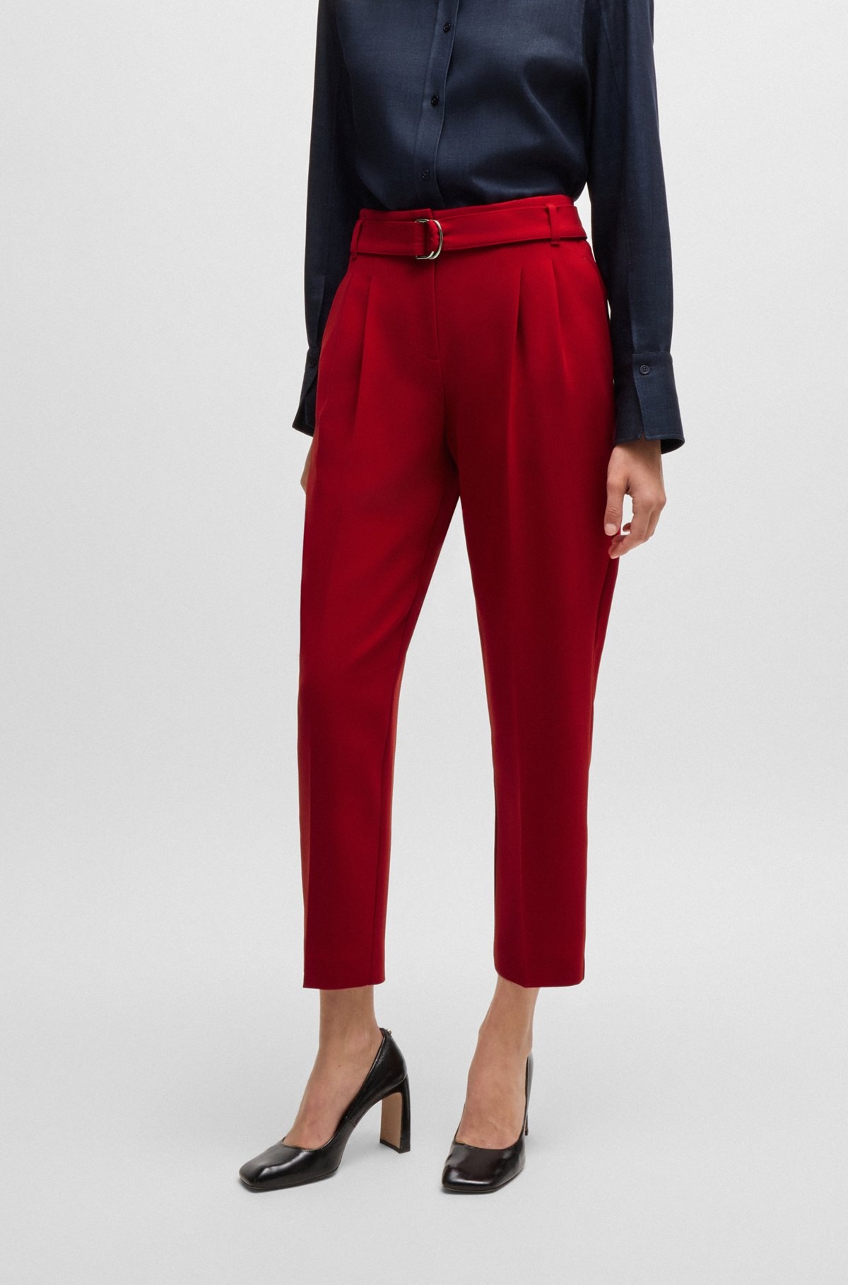 REGULAR-FIT CROPPED TROUSERS IN CREASE-RESISTANT CREPE - 2