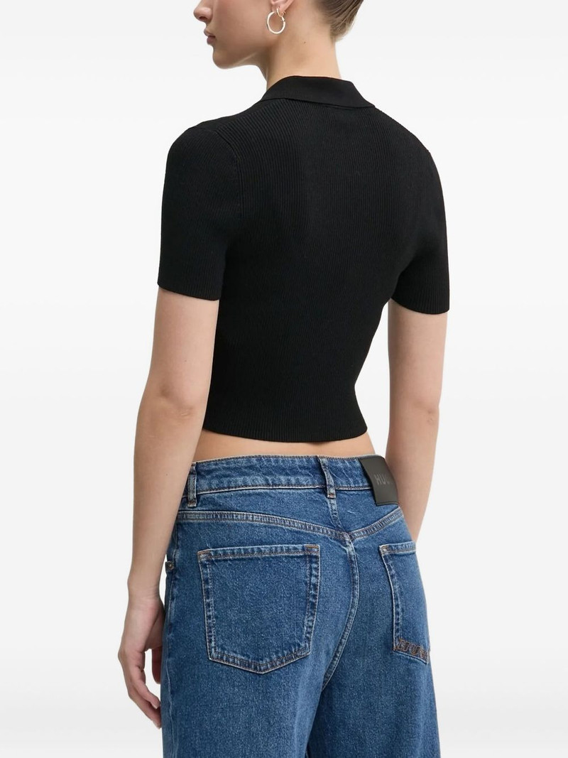 HUGO zip-front ribbed knit top outlook