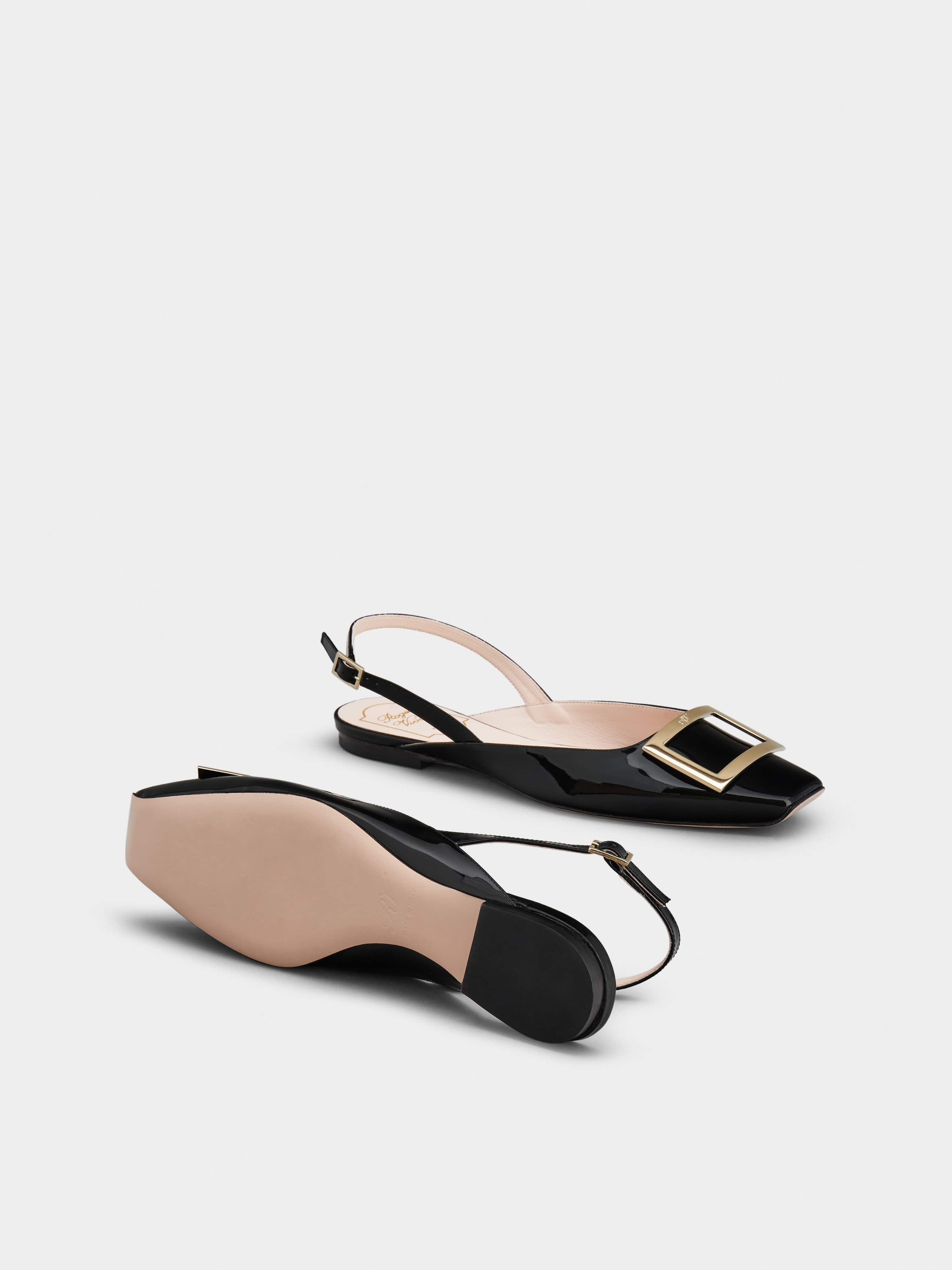 Trompette Metal Buckle Slingback Ballerinas in Patent Leather - 6